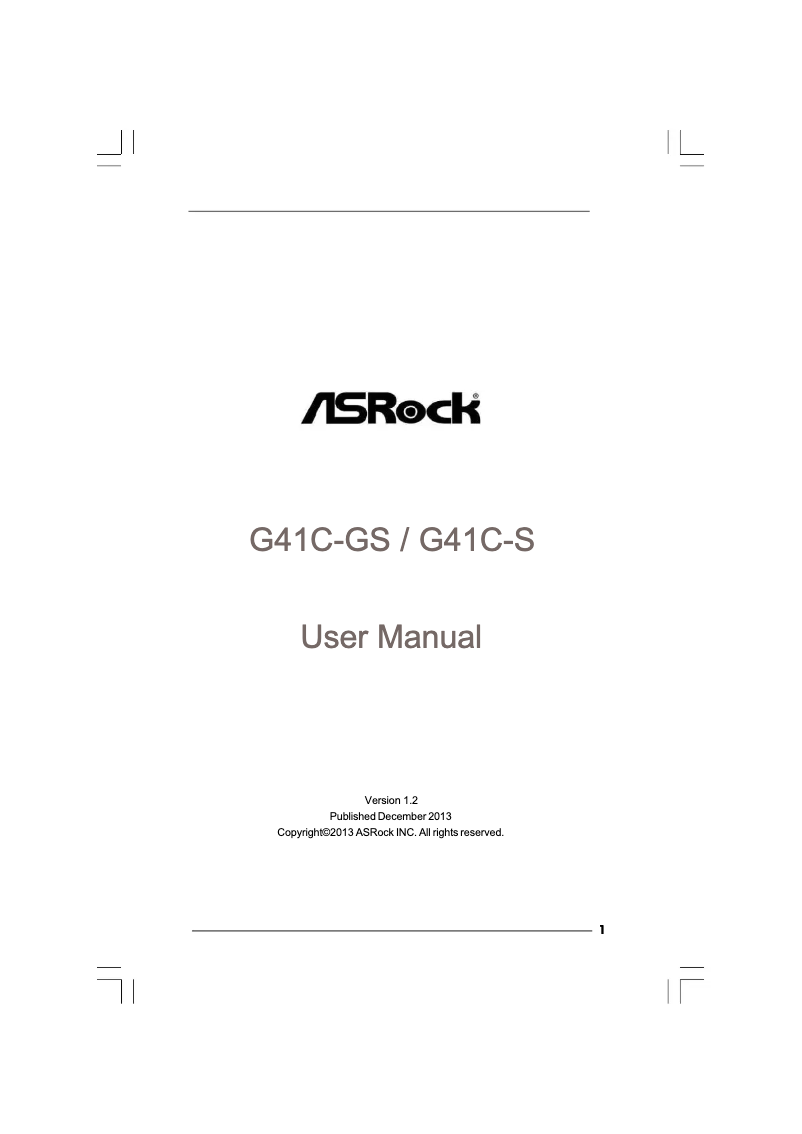 Page 1 de la notice Manuel utilisateur Asrock G41C-S