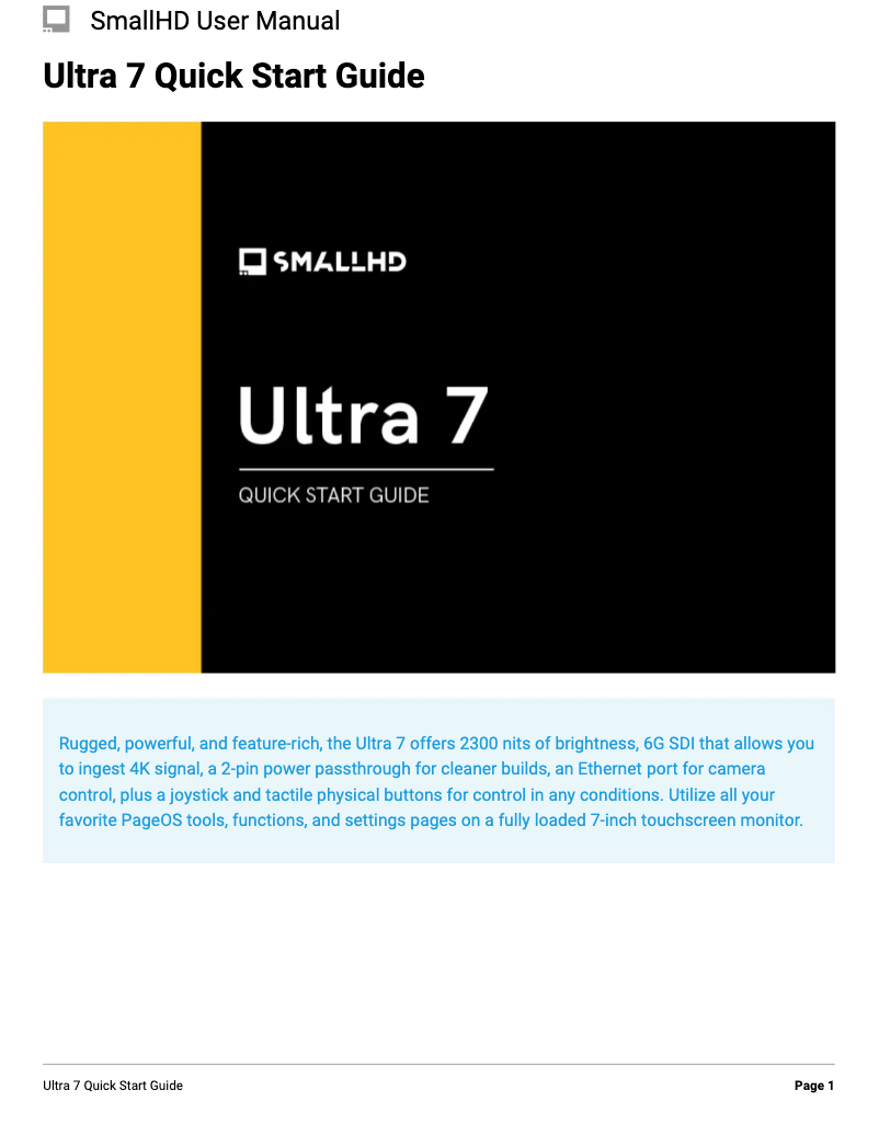 Image de la première page du manuel de l'appareil Ultra 7