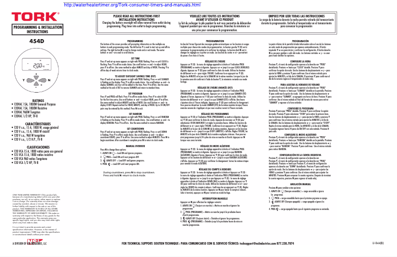 Page n°1 - Manuel utilisateur Tork 455D