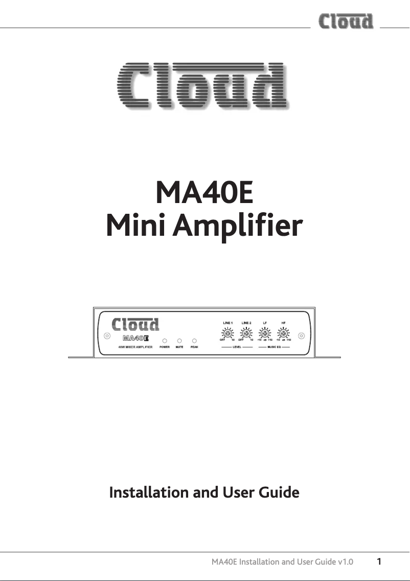 Page 1 of the manual User Manual Cloud MA40E