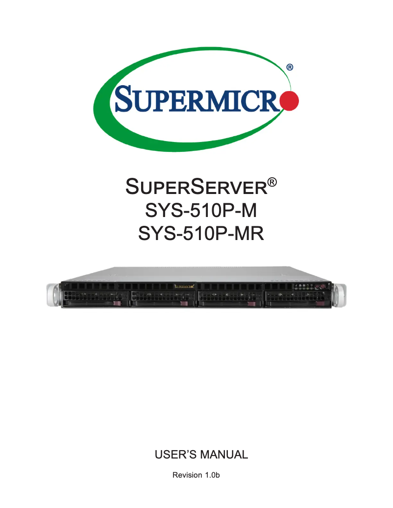 Page 1 de la notice Manuel utilisateur Supermicro SuperServer SYS-510P-M