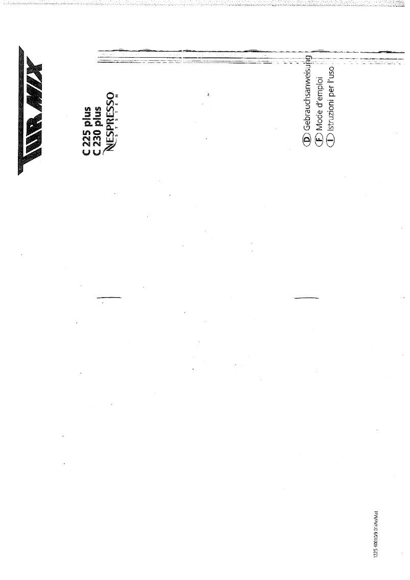 Page 1 de la notice Manuel utilisateur Turmix Nespresso C230 plus