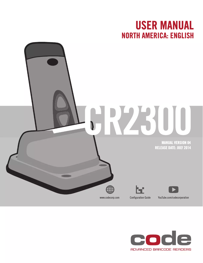 Page n°1 - Manuel utilisateur Code Reader CR2300