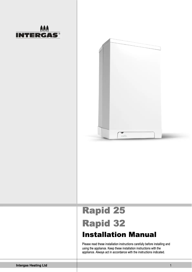 Page n°1 - Manuel utilisateur Intergas Rapid 25