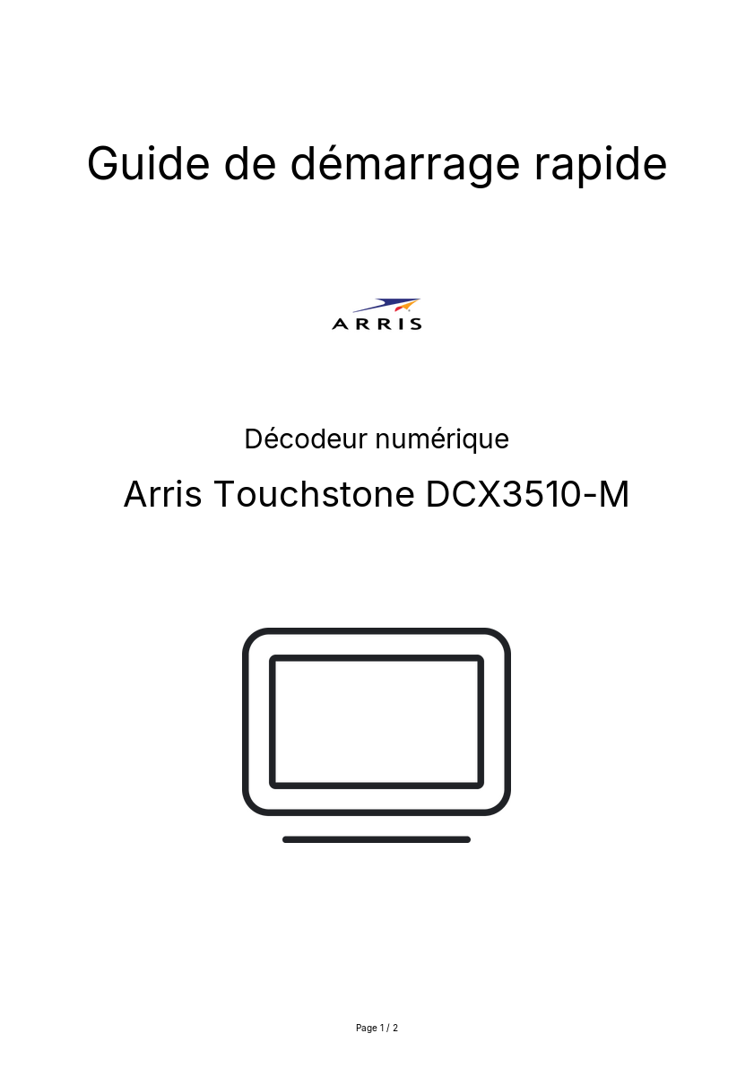 Image de la première page du manuel de l'appareil Touchstone DCX3510-M