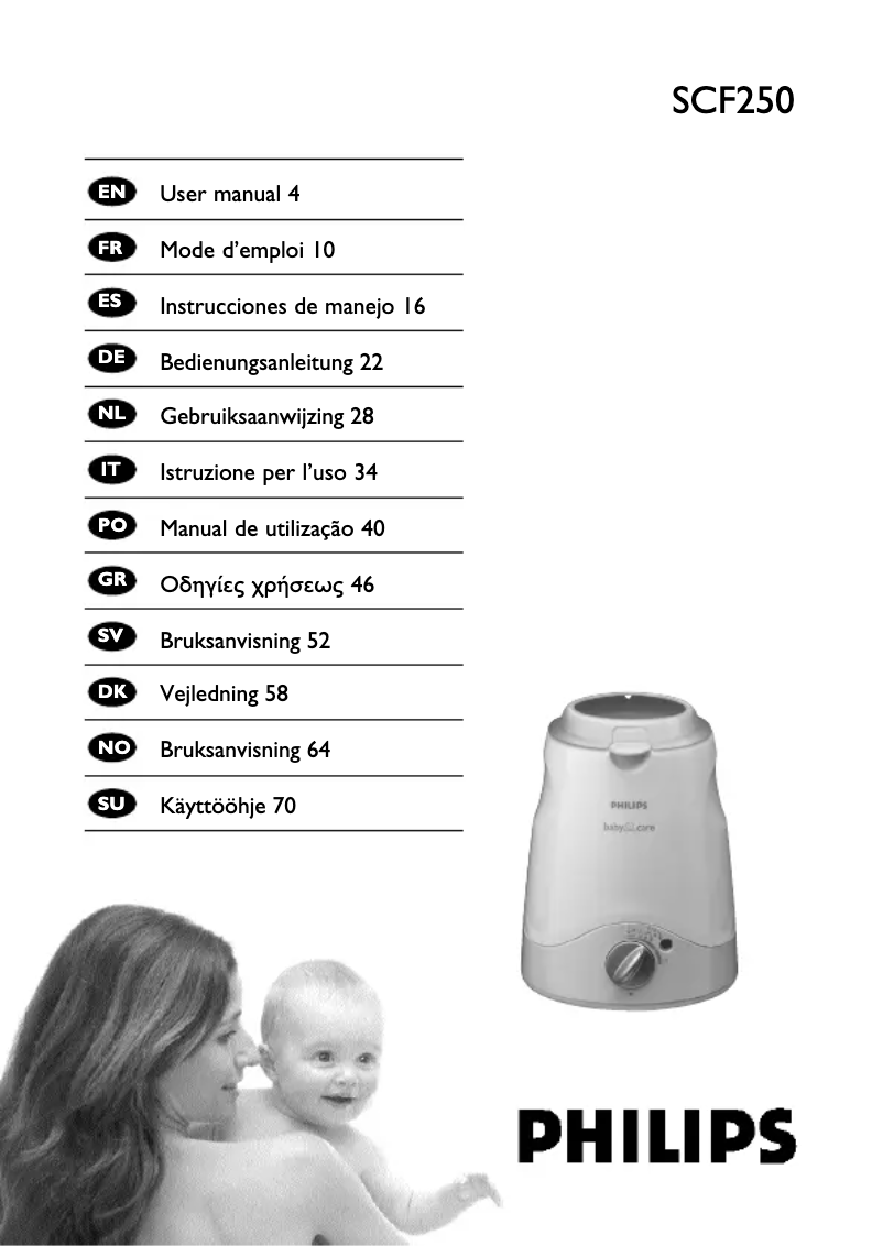 Imagen de la primera página del manual del dispositivo SCF250