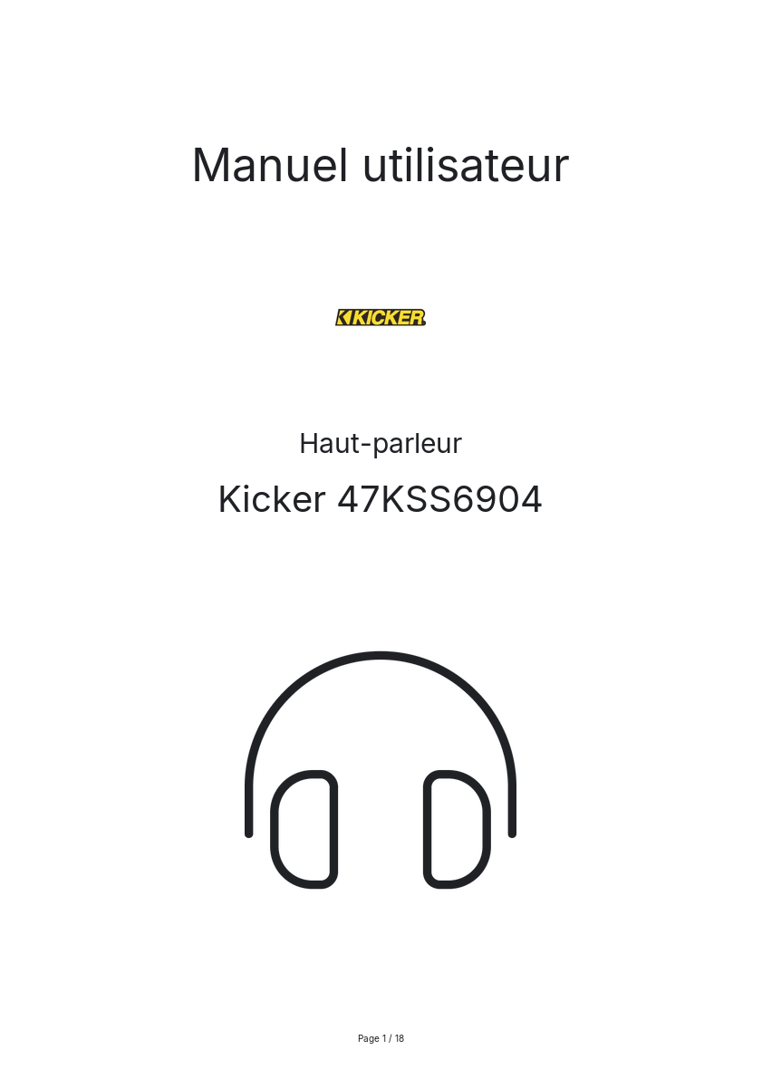 Page n°1 - Manuel utilisateur Kicker 47KSS6904