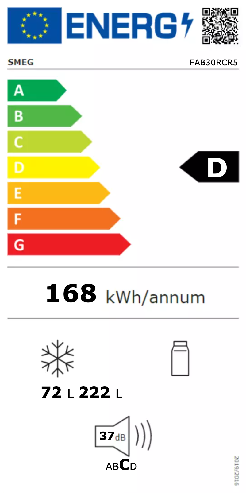 Page n°1 - Label énergétique Smeg FAB30RCR5