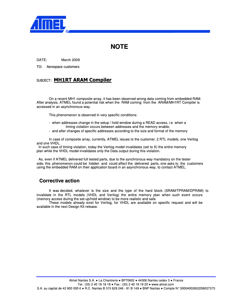 Page 1 de la notice Manuel utilisateur Microchip MH1RT