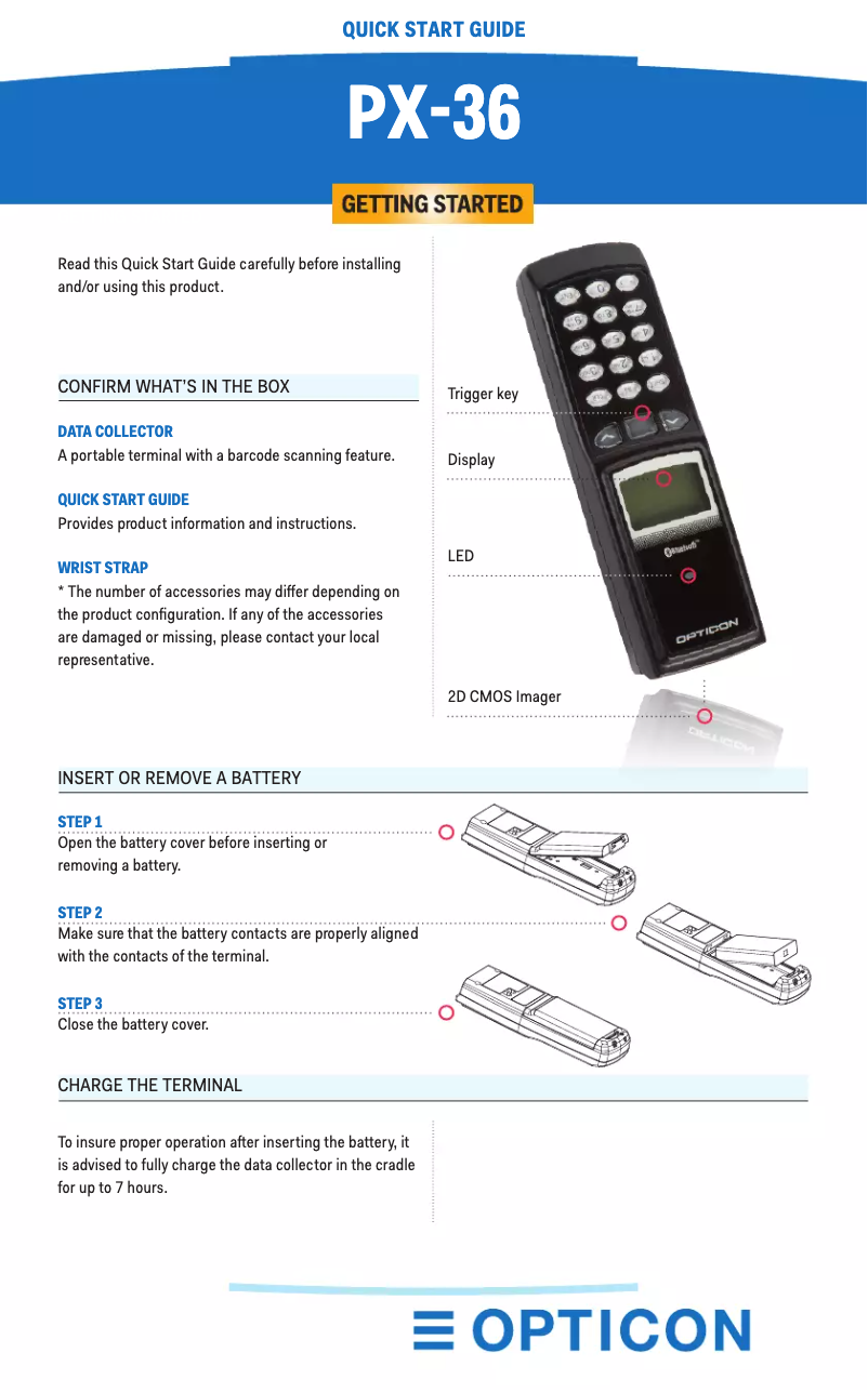 Page n°1 - Manuel utilisateur Opticon PX-36