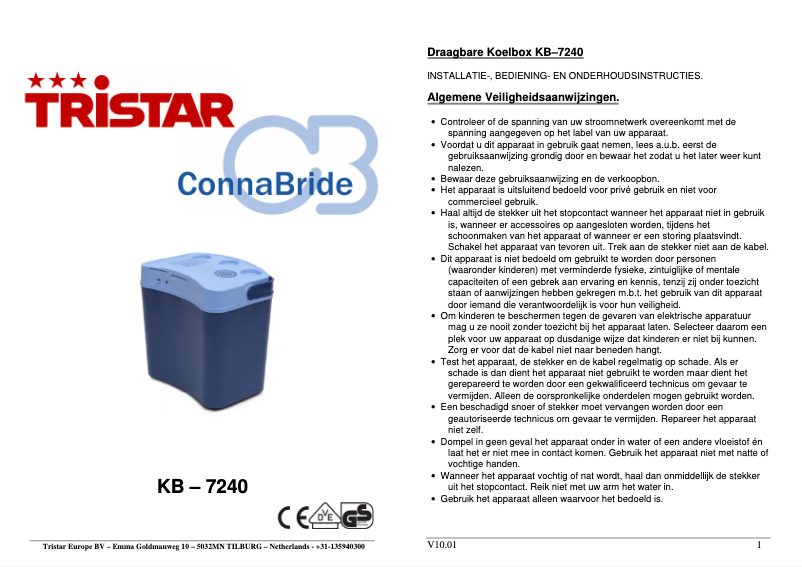Página 1 del manual Manual de usuario TriStar KB-7240