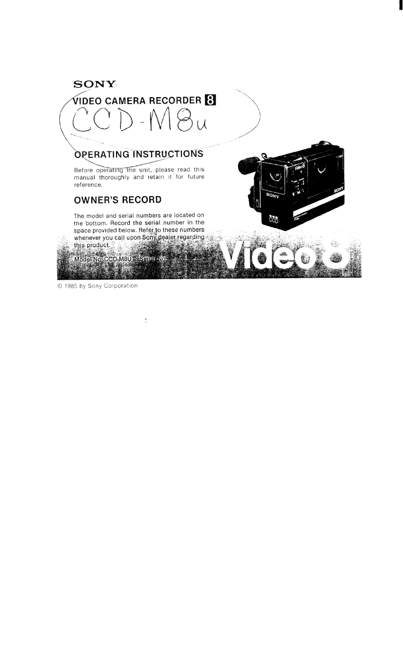 Page n°1 - Manuel utilisateur Sony CCD-M8U