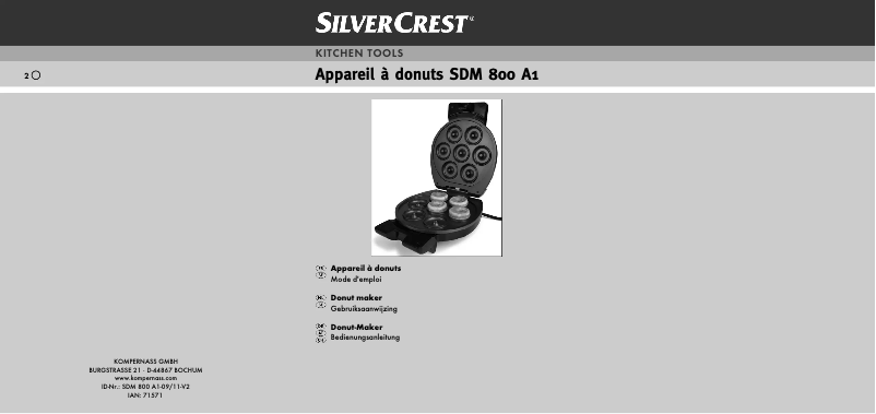 Page n°1 - Manuel utilisateur SilverCrest SDM 800 A1