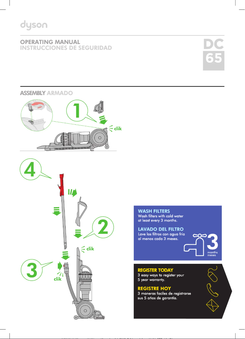 Page n°1 - Manuel utilisateur Dyson DC65