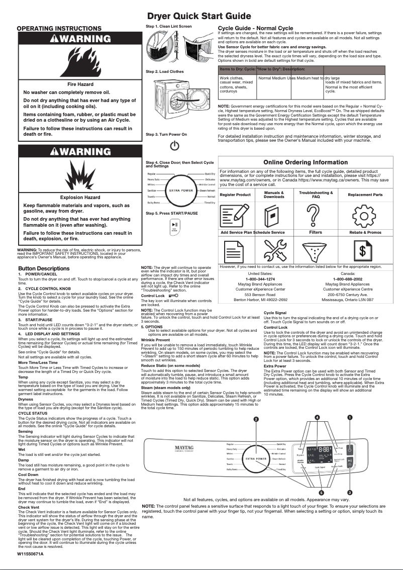 Page n°1 - Guide de démarrage rapide Maytag MED6630HC