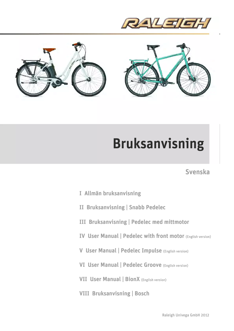 Page 1 de la notice Manuel utilisateur Raleigh Superbe