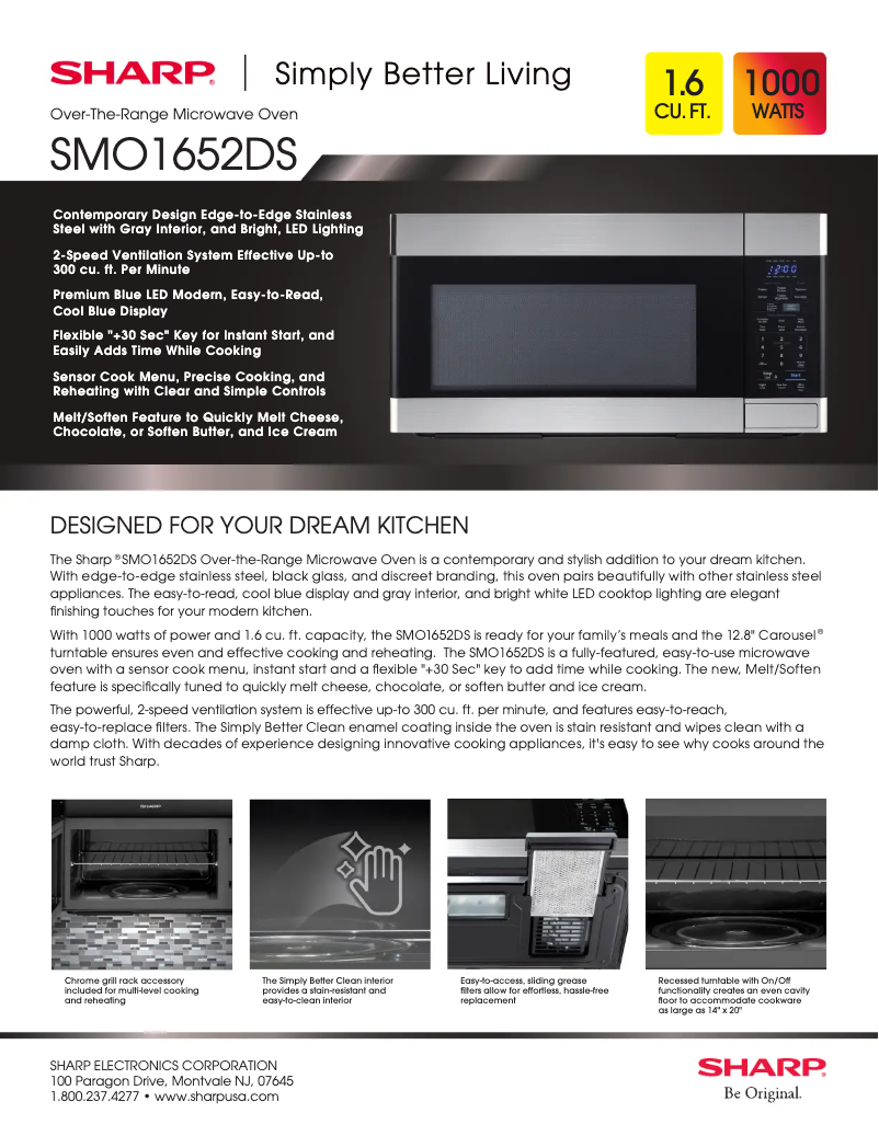 Page 1 de la notice Fiche technique Sharp SMO1652DS