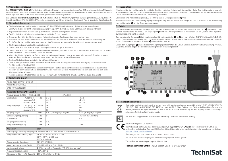 Image de la première page du manuel de l'appareil TechniSystem 5/16 NT