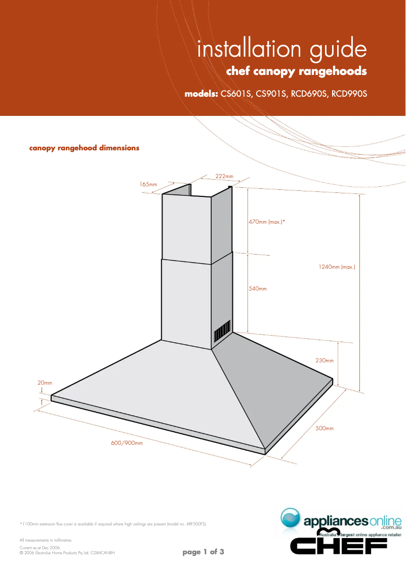 Page 1 de la notice Guide d'installation Chef RFD602S