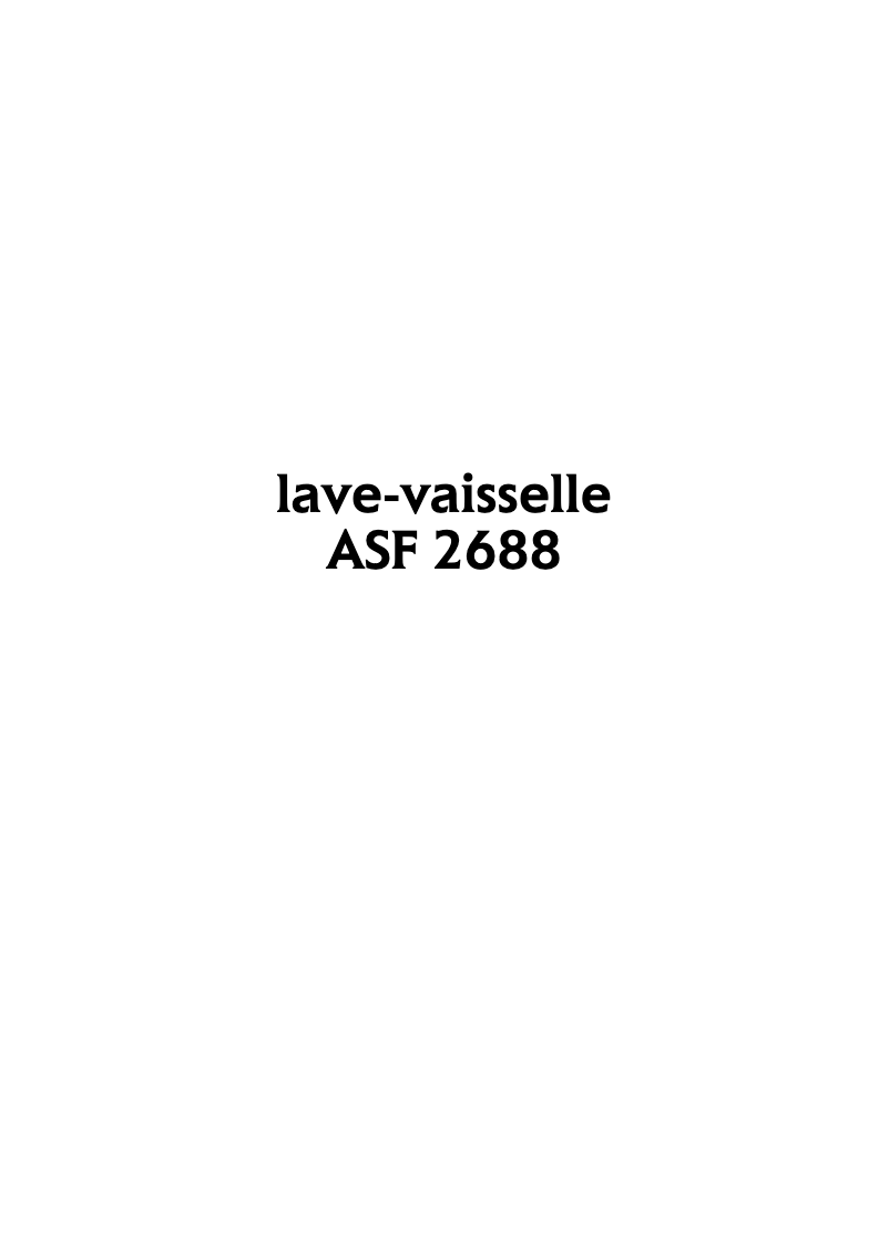 Image de la première page du manuel de l'appareil ASF 2688 W