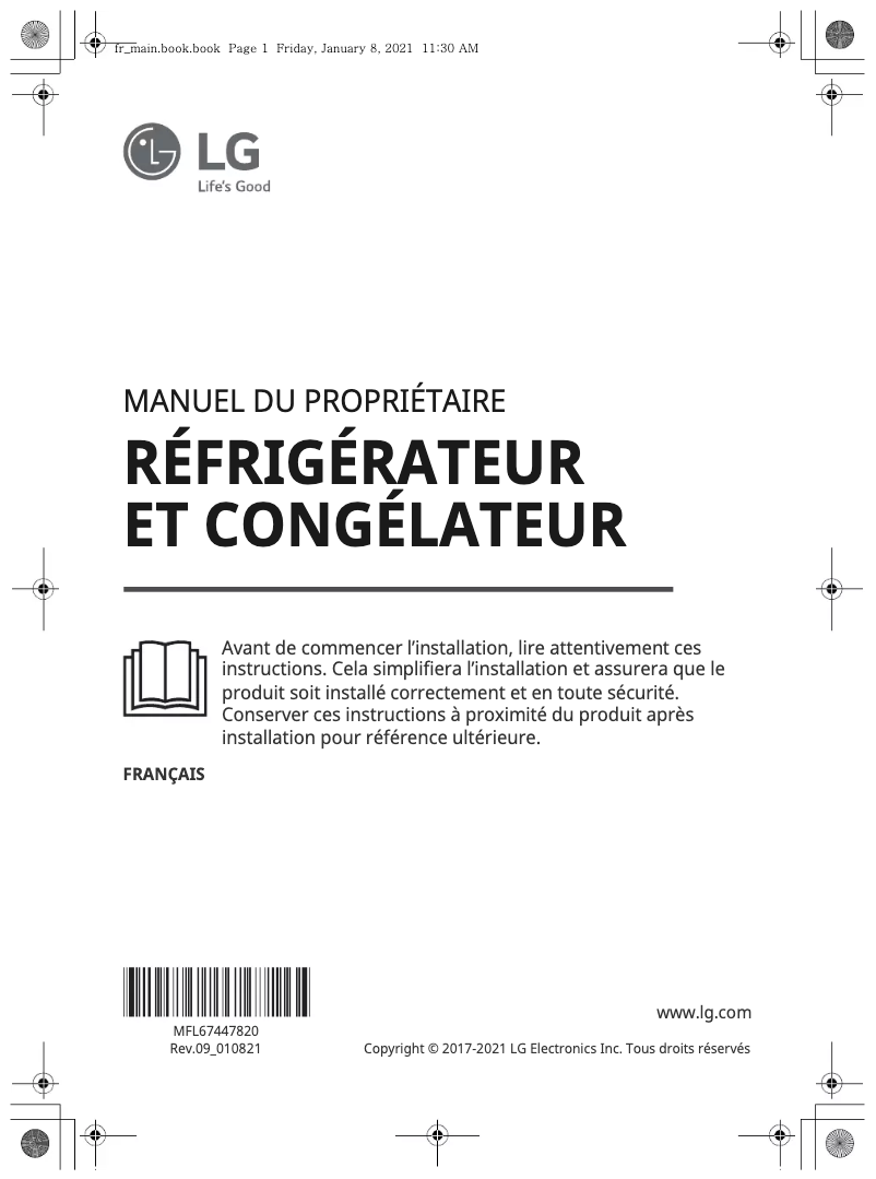 Page 1 de la notice Manuel utilisateur LG GSS6691PS