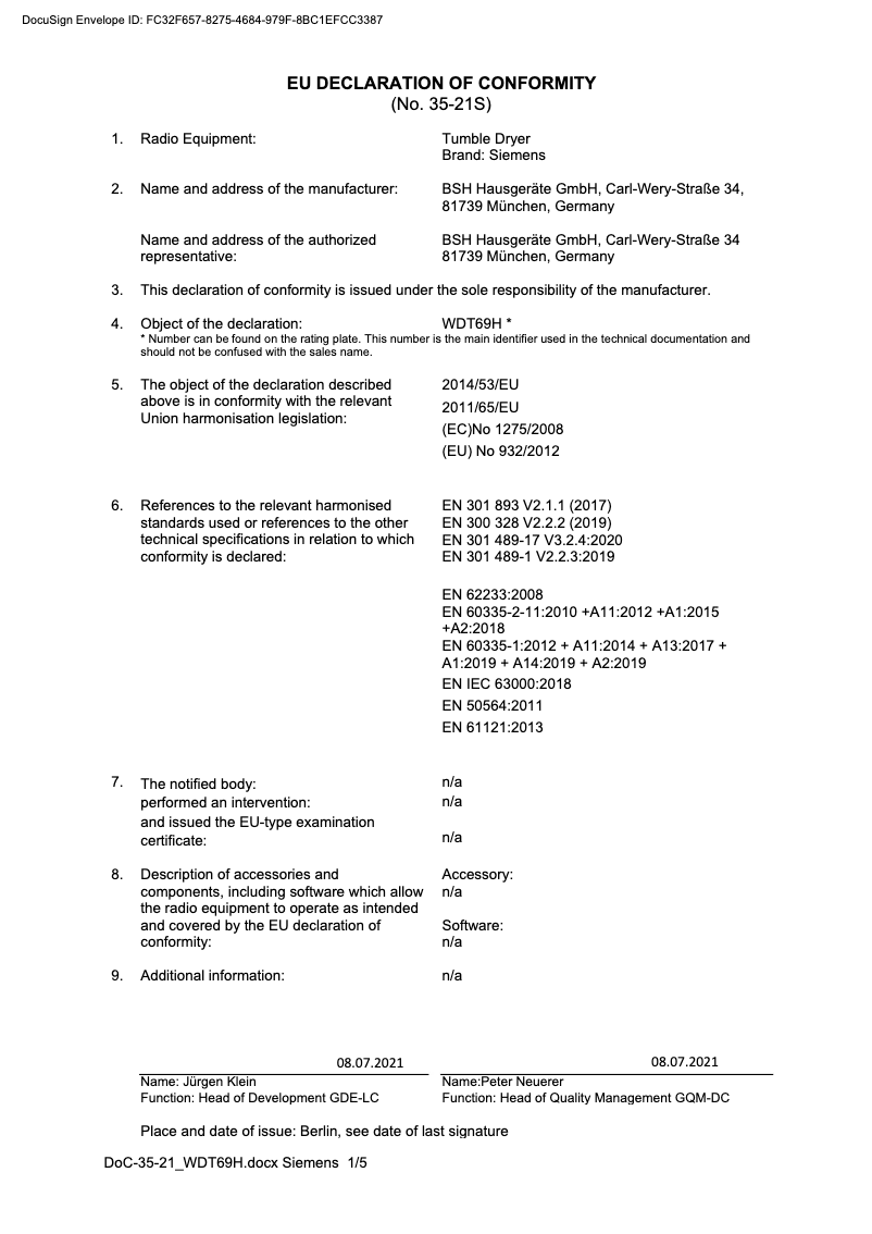 Page 1 de la notice Manuel utilisateur Siemens WT8HXM75NL