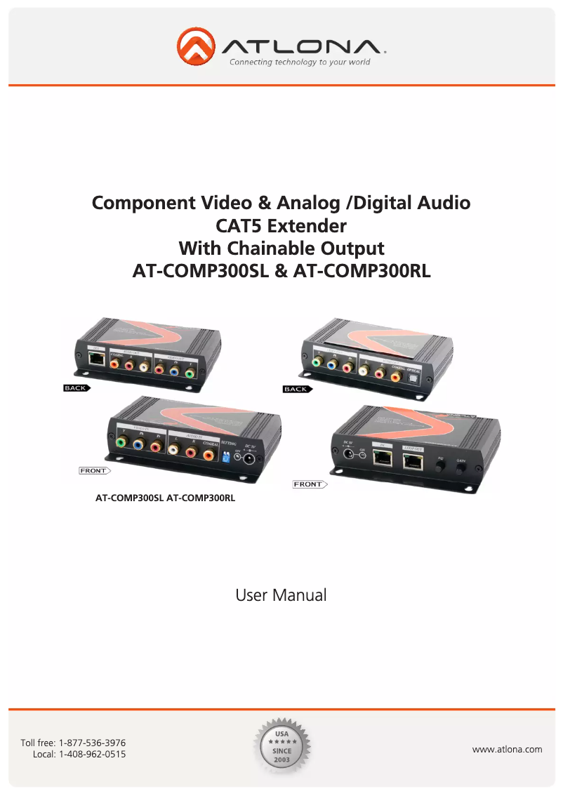 Page 1 de la notice Manuel utilisateur Atlona AT-COMP300SL
