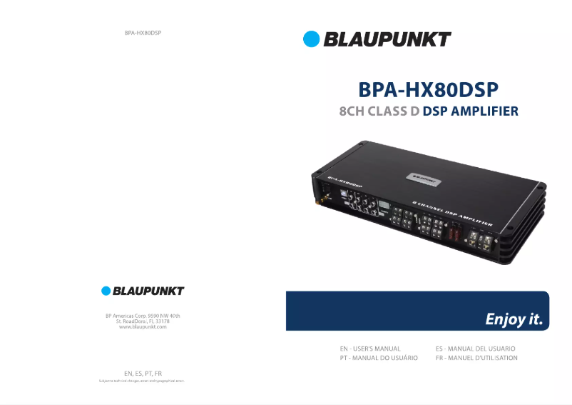 Page n°1 - Manuel utilisateur Blaupunkt BPA-HX80DSP