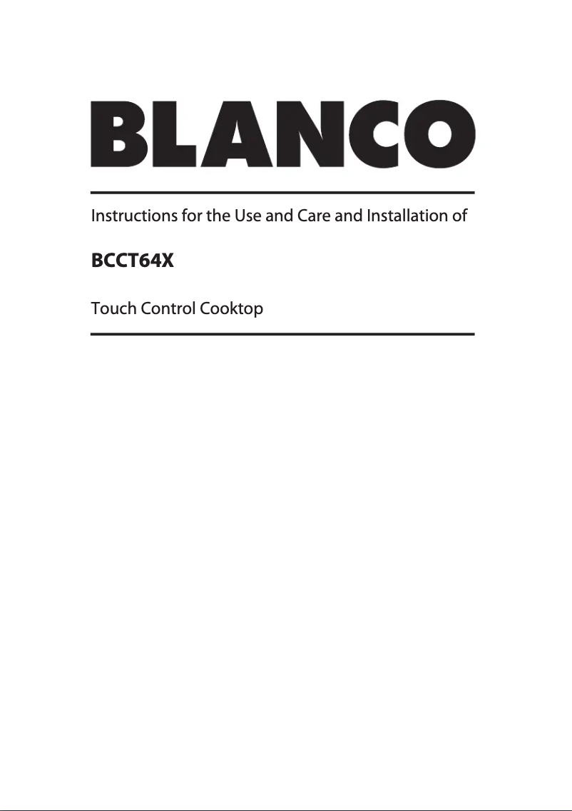 Page n°1 - Guide d'installation BLANCO BCCT64X