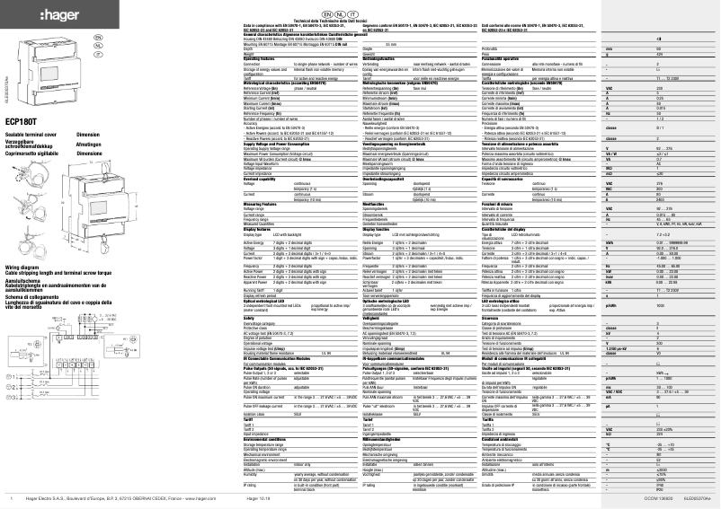 Page 1 de la notice Manuel utilisateur Hager ECP180T