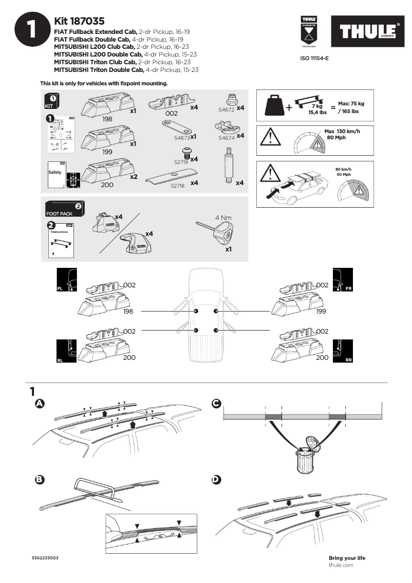 Page n°1 - Manuel utilisateur Thule Kit 187035