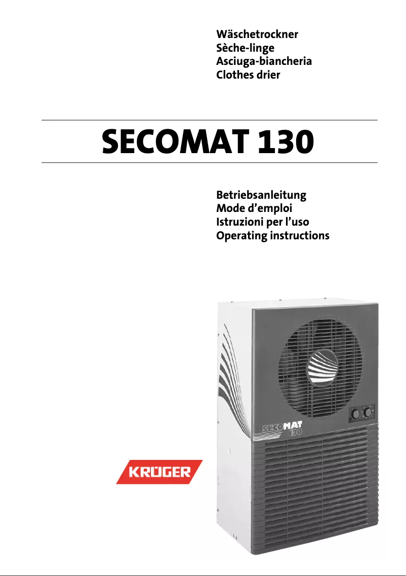 Page n°1 - Manuel utilisateur Krüger Secomat 130