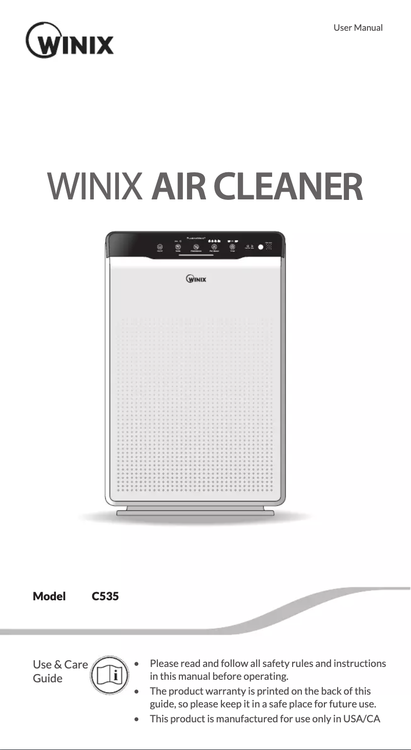 Page 1 de la notice Manuel utilisateur Winix C535