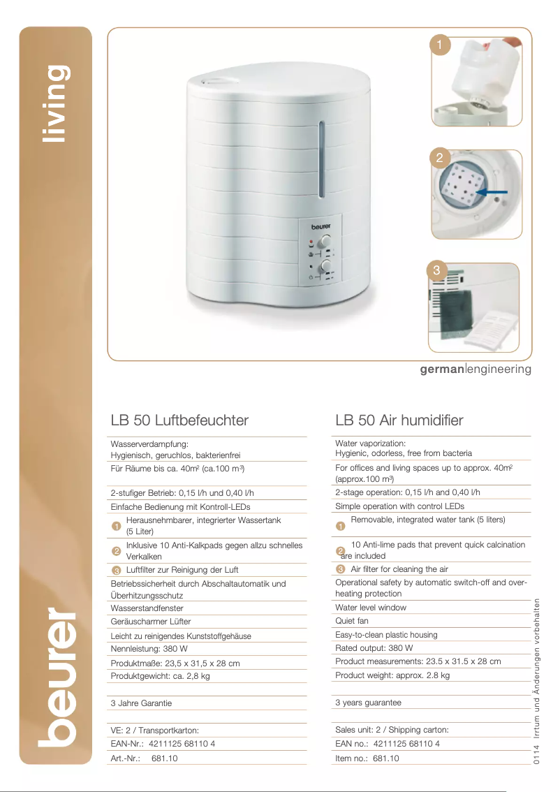 Page n°1 - Fiche technique Beurer LB 50