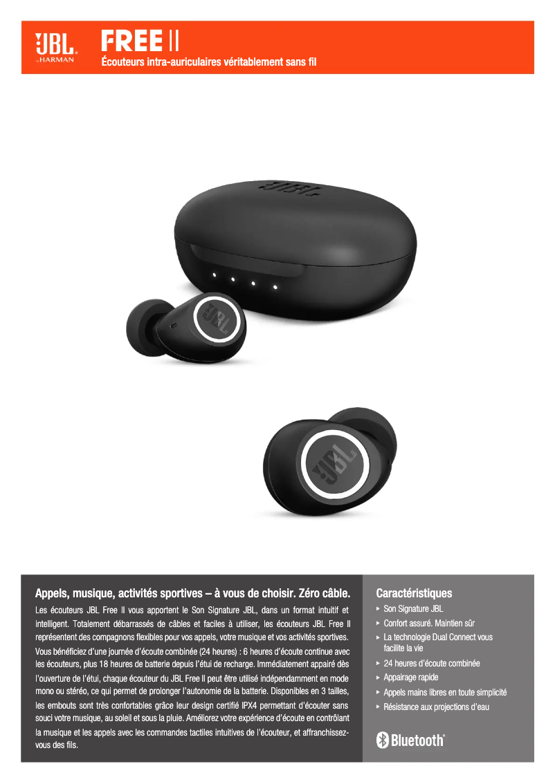 Page n°1 - Fiche technique JBL Free II