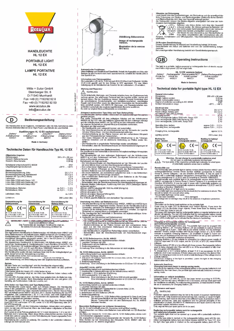 Página 1 del manual Manual de usuario AccuLux HL 12 EX