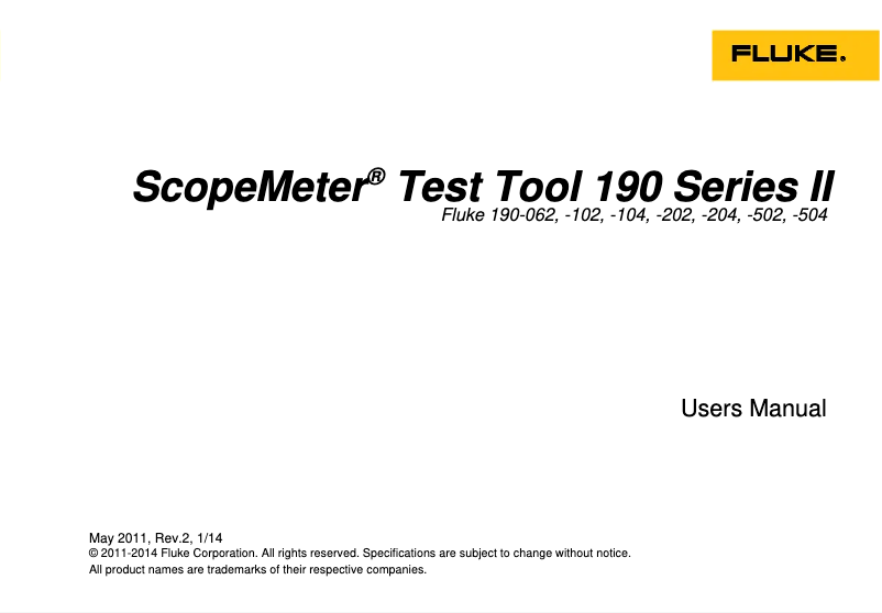 Image de la première page du manuel de l'appareil ScopeMeter 190-202