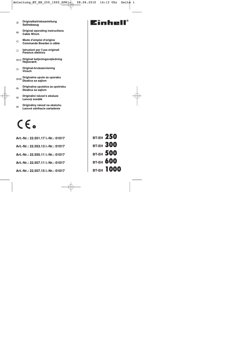 Page 1 de la notice Mode d'emploi Einhell BT-EH 600