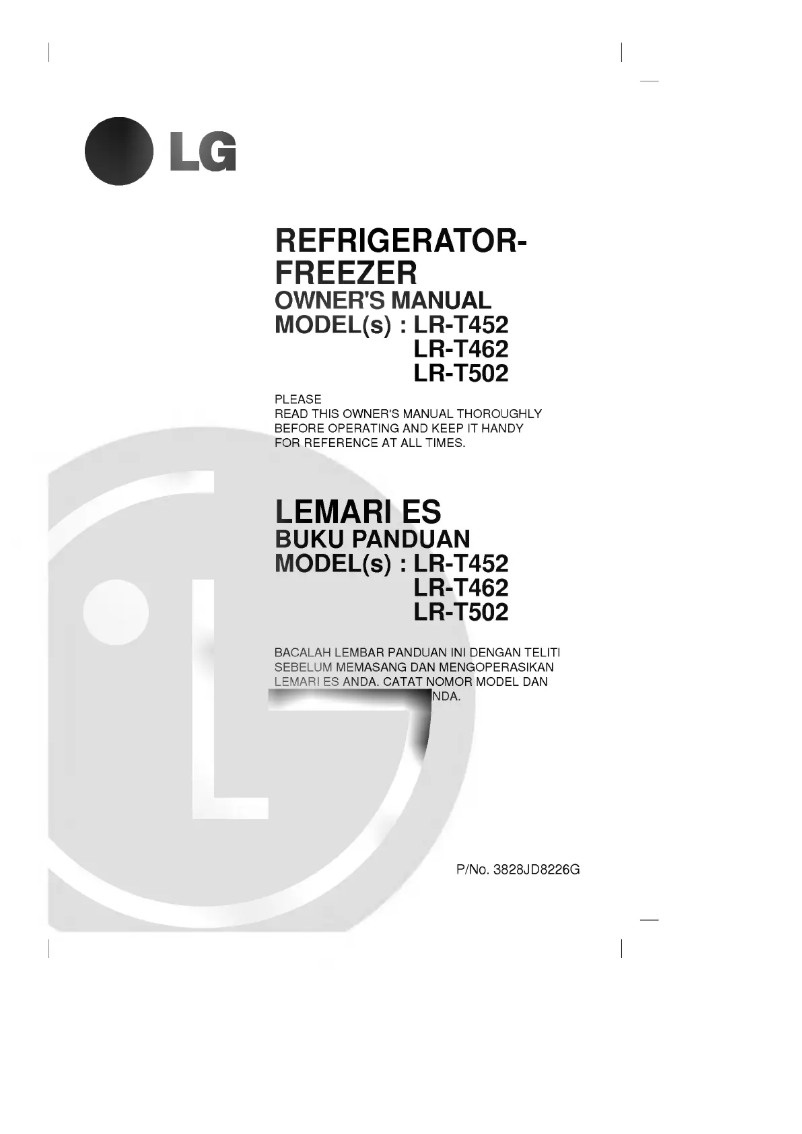 Page 1 de la notice Manuel utilisateur LG GR-T452GL