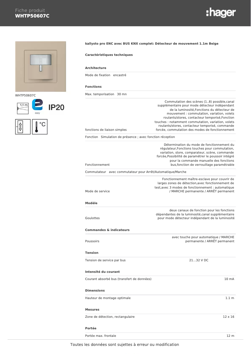 Image de la première page du manuel de l'appareil WHTP50607C