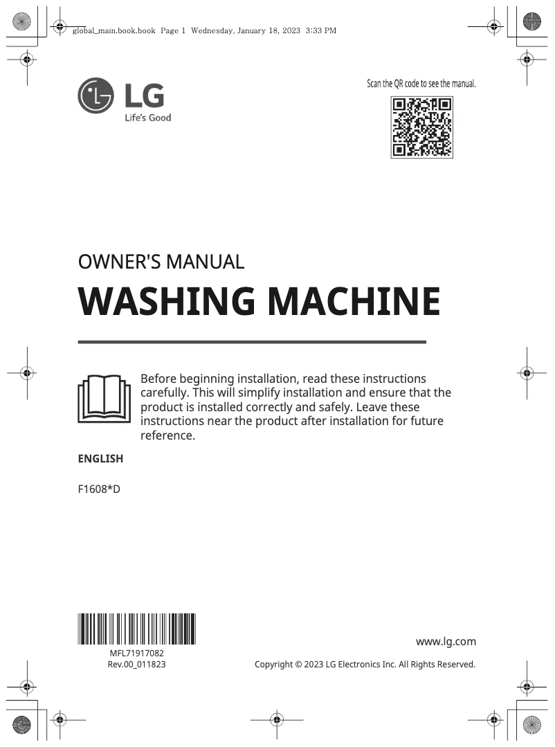 Page n°1 - Manuel utilisateur LG F1608WD