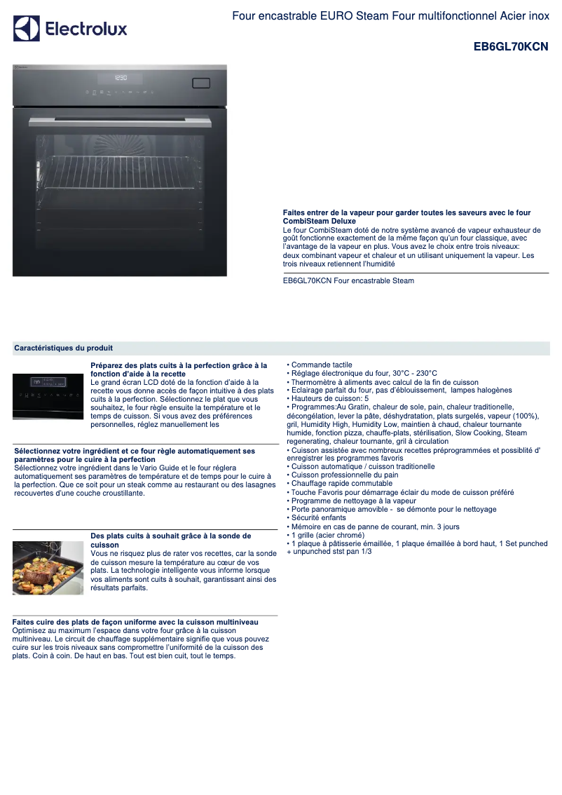 Image de la première page du manuel de l'appareil EB6GL70KCN