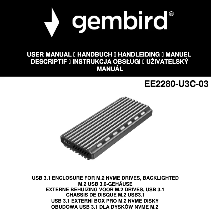 Page 1 de la notice Manuel utilisateur Gembird EE2280-U3C-03