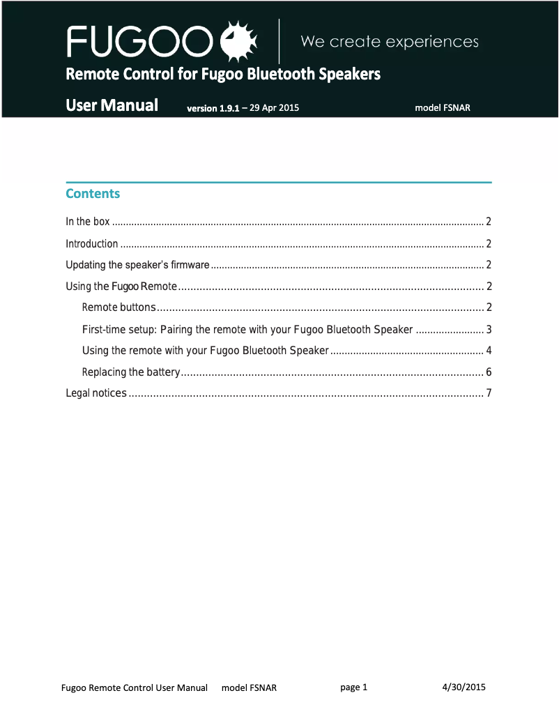 Image de la première page du manuel de l'appareil F6RMT01