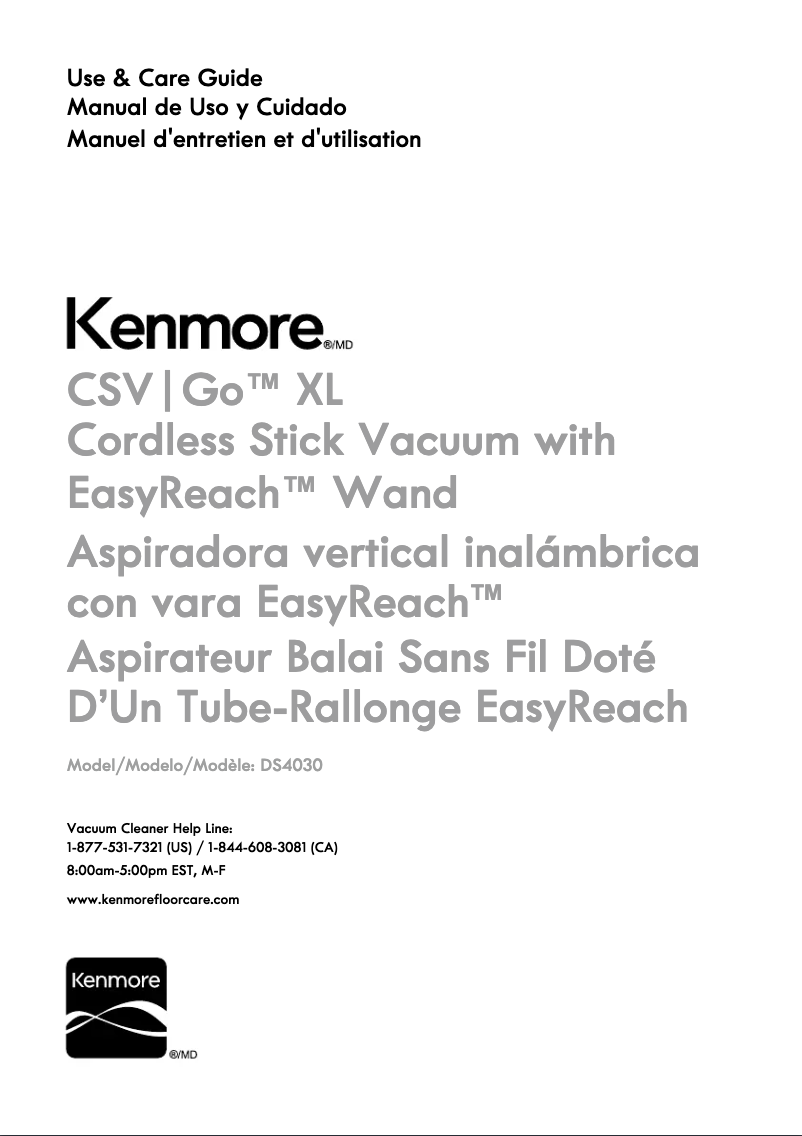 Page n°1 - Manuel utilisateur Kenmore DS4030