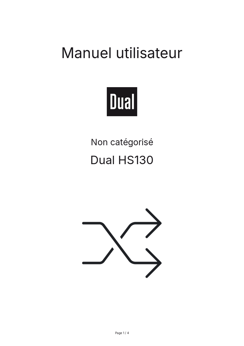 Page n°1 - Manuel utilisateur Dual HS130