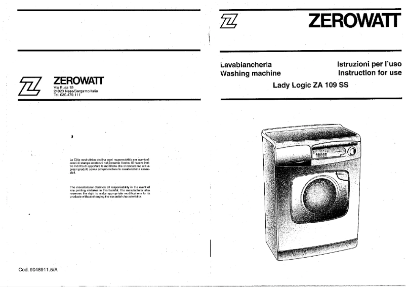 Page n°1 - Manuel utilisateur Zerowatt Lady Logic ZA 109 SS SY
