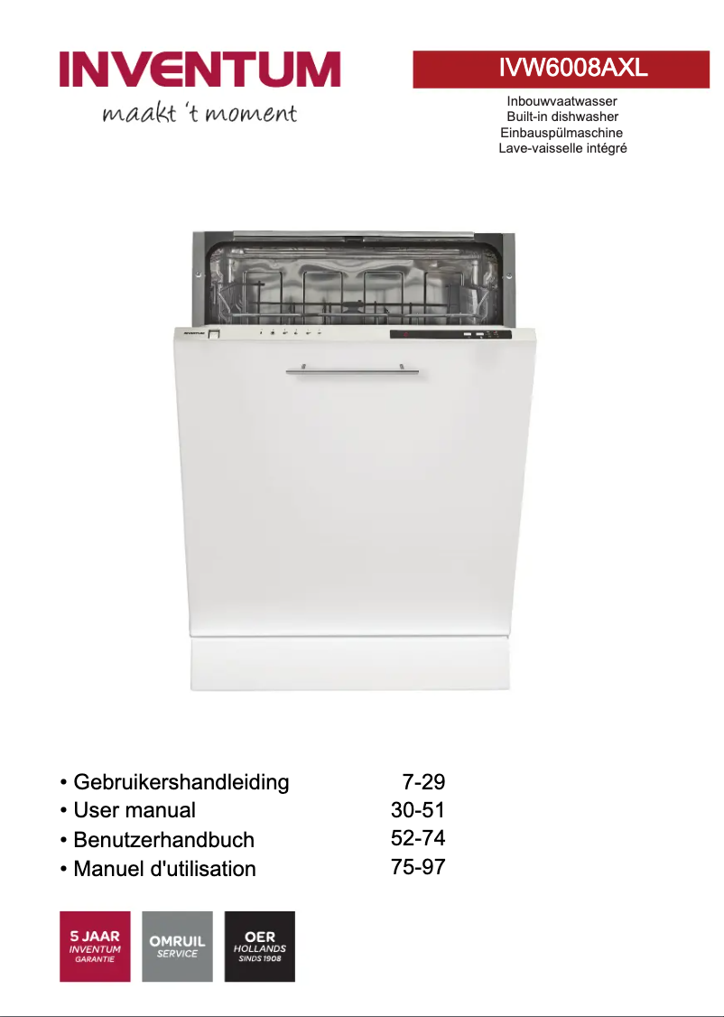 Image de la première page du manuel de l'appareil IVW6008AXL