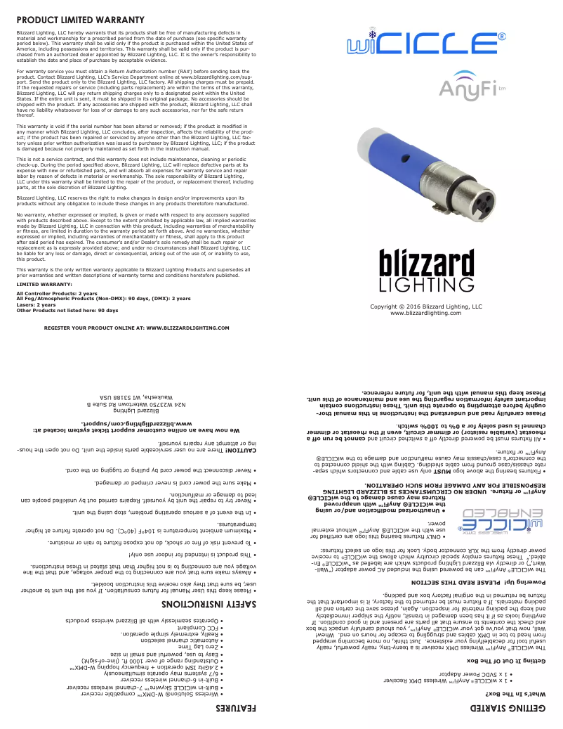 Página 1 del manual Manual de usuario Blizzard wiCICLE AnyFi
