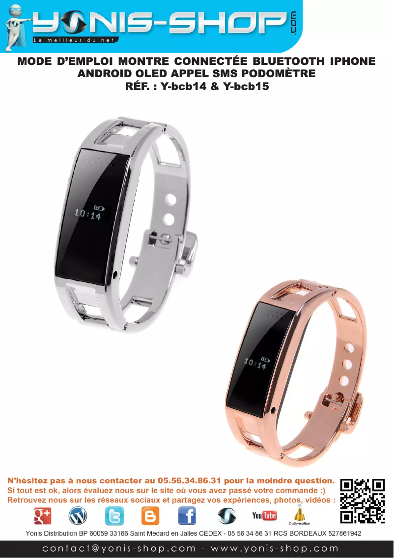 Page 1 de la notice Manuel utilisateur Yonis Y-BCB15
